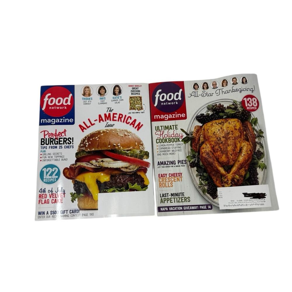 Food Network Magazine Lot Of‎ Two July/August November 2015 Issues Cooking Food